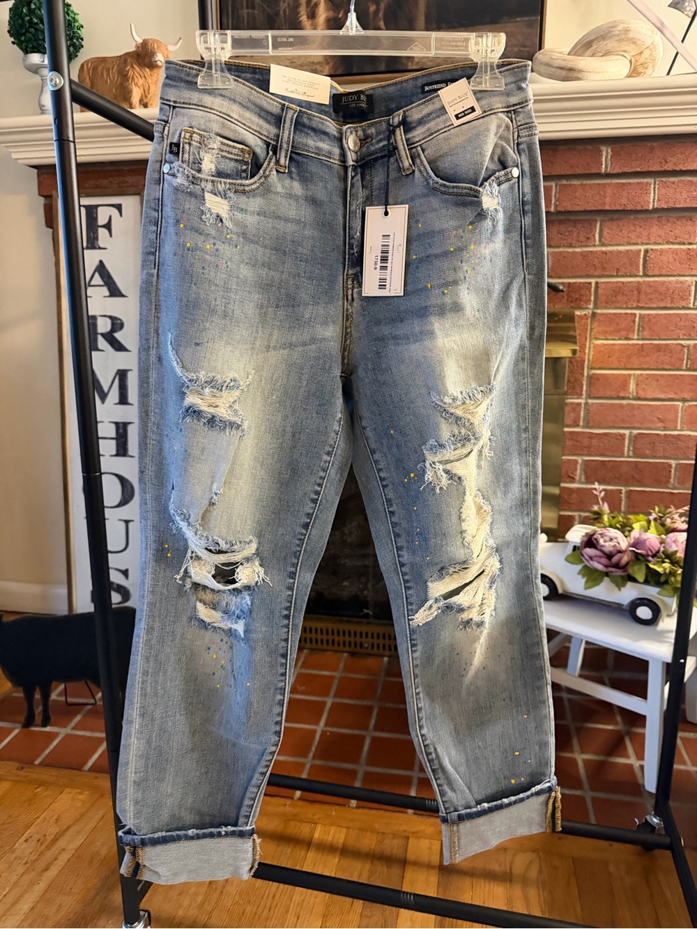Judy Blue Style JB82245LT - Paint Splatter - Light Wash - Boyfriend - 9/29